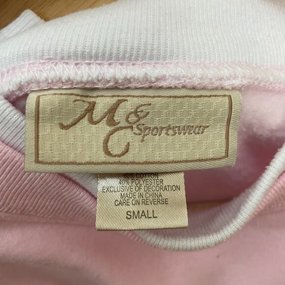 Christmas Sweatshirt Pink Embroidered Trees Women Size Small Festive Holiday Top - Picture 7 of 12